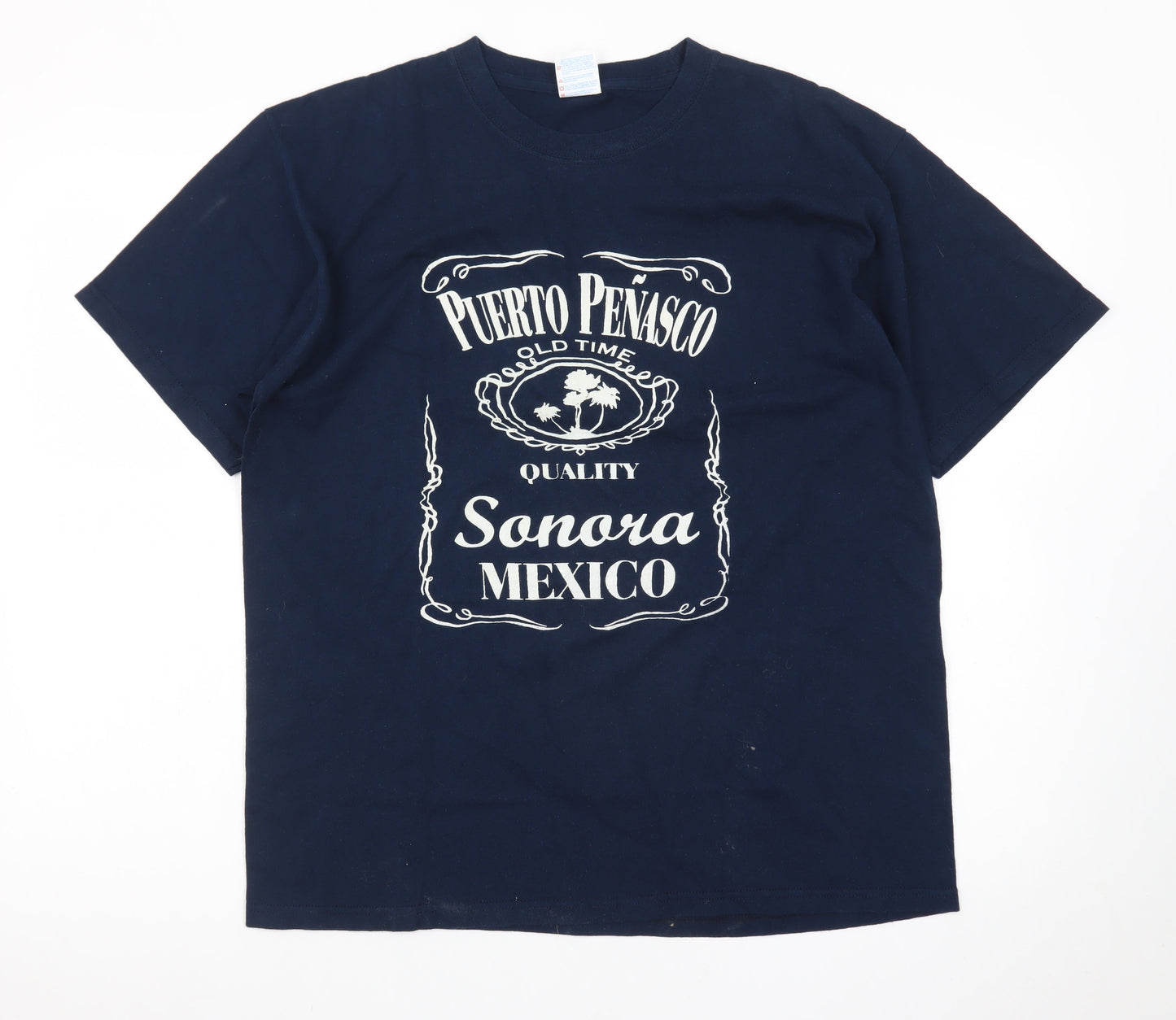 Yazbek Men's Blue Puerto Peñasco Mexico Heavyweight Cotton T-Shirt L