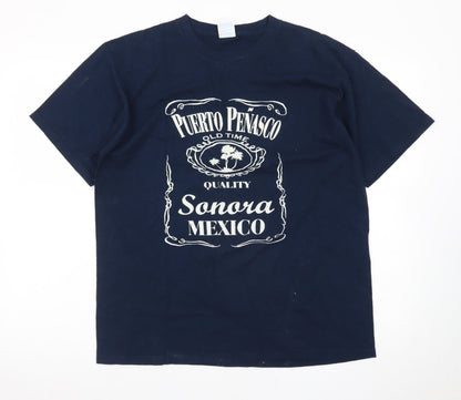 Yazbek Men's Blue Puerto Peñasco Mexico Heavyweight Cotton T-Shirt L