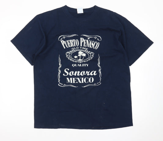 Yazbek Men's Blue Puerto Peñasco Mexico Heavyweight Cotton T-Shirt L