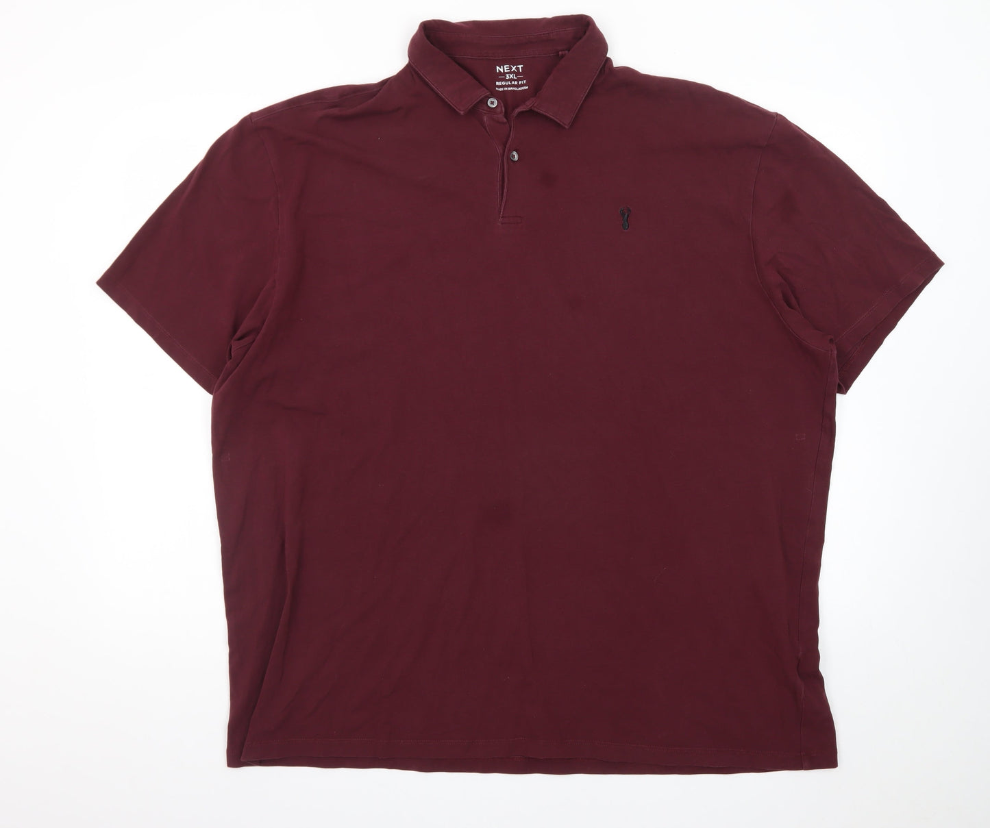 Next Men's Burgundy 3XL Cotton Stretch Short Sleeve Polo Shirt
