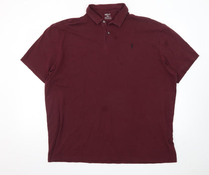 Next Men's Burgundy 3XL Cotton Stretch Short Sleeve Polo Shirt