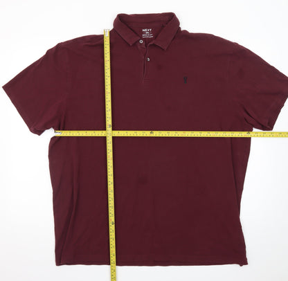 Next Men's Burgundy 3XL Cotton Stretch Short Sleeve Polo Shirt