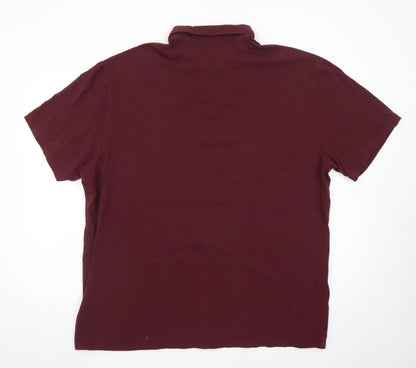 Next Men's Burgundy 3XL Cotton Stretch Short Sleeve Polo Shirt