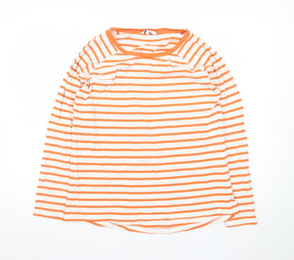 Next Women’s Orange White Striped Long Sleeve Cotton T-Shirt Size 14