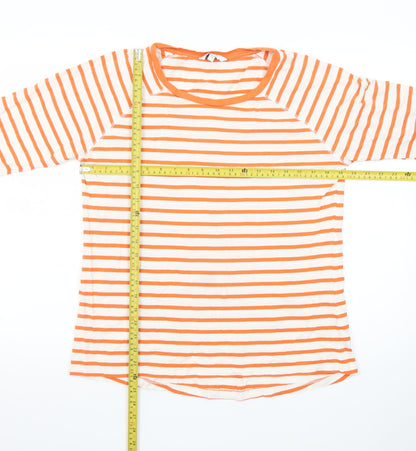 Next Women’s Orange White Striped Long Sleeve Cotton T-Shirt Size 14