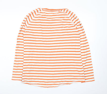 Next Women’s Orange White Striped Long Sleeve Cotton T-Shirt Size 14
