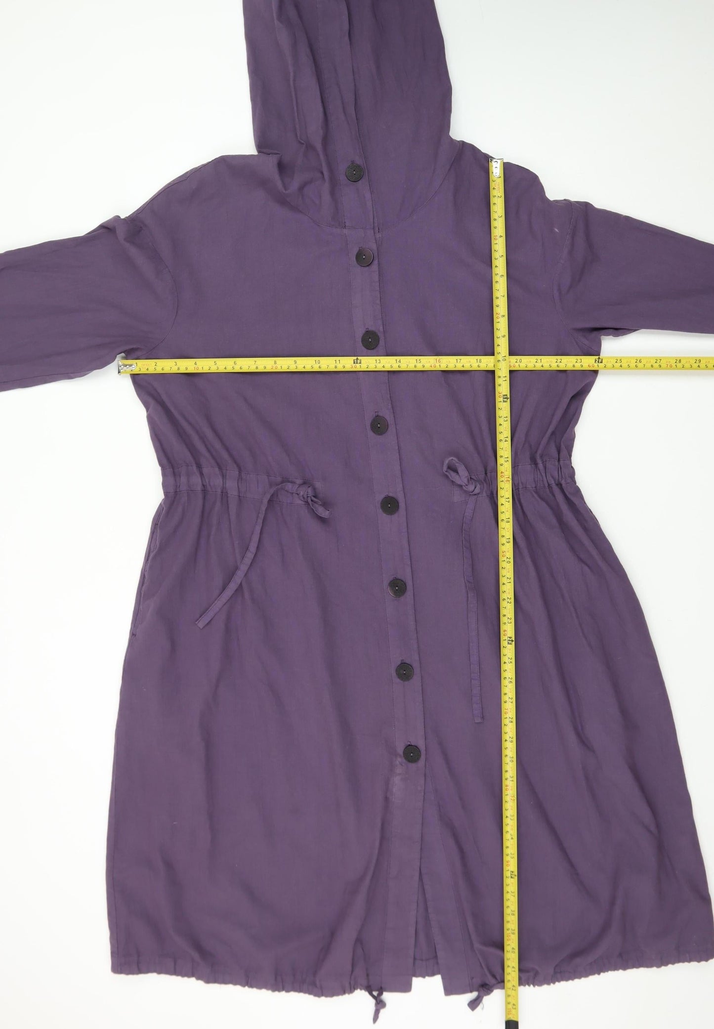 Grizas Women Purple Cotton Hooded Long Parka Coat Size M