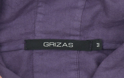Grizas Women Purple Cotton Hooded Long Parka Coat Size M
