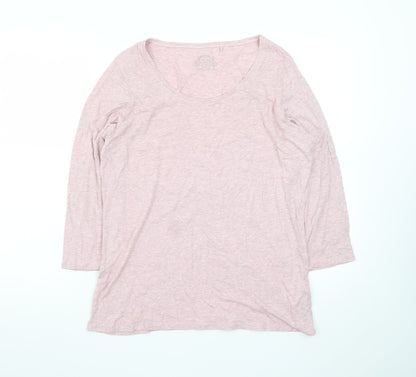 FatFace Women Pink 3/4 Sleeve Cotton Basic T-Shirt UK 10