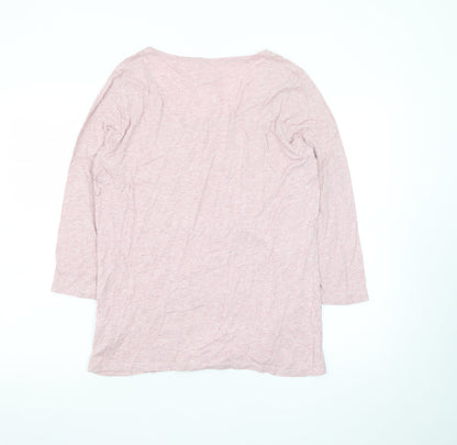 FatFace Women Pink 3/4 Sleeve Cotton Basic T-Shirt UK 10