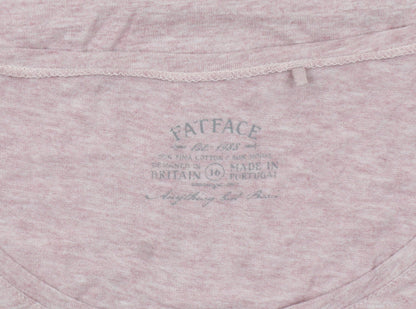 FatFace Women Pink 3/4 Sleeve Cotton Basic T-Shirt UK 10