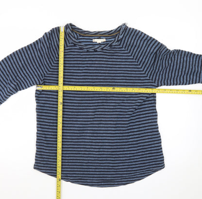 White Stuff Women Blue Striped Long Sleeve Cotton T-Shirt UK 12
