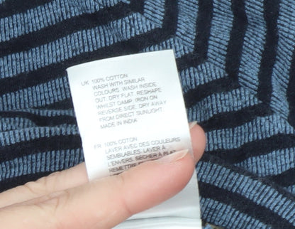 White Stuff Women Blue Striped Long Sleeve Cotton T-Shirt UK 12