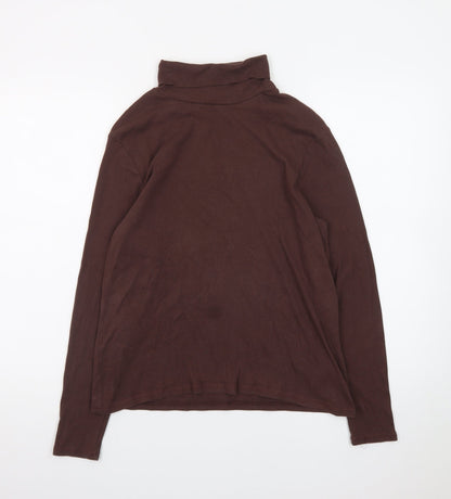 Marks and Spencer Women Brown Roll Neck Long Sleeve Jersey Top Size 18