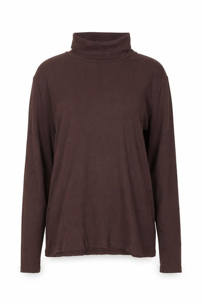 Marks & Spencer Women Brown Roll Neck Long Sleeve Jersey Top Size 18
