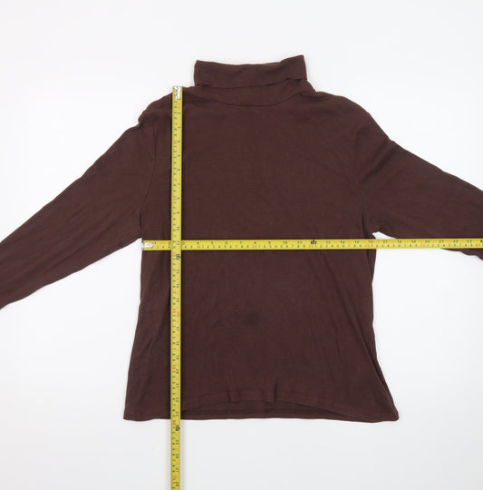 Marks and Spencer Women Brown Roll Neck Long Sleeve Jersey Top Size 18