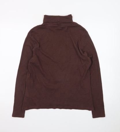 Marks and Spencer Women Brown Roll Neck Long Sleeve Jersey Top Size 18