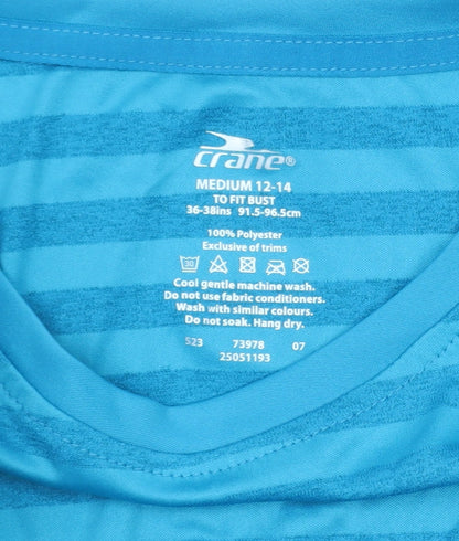 Crane Women's Blue Striped Long Sleeve Polyester T-Shirt Size 12-14