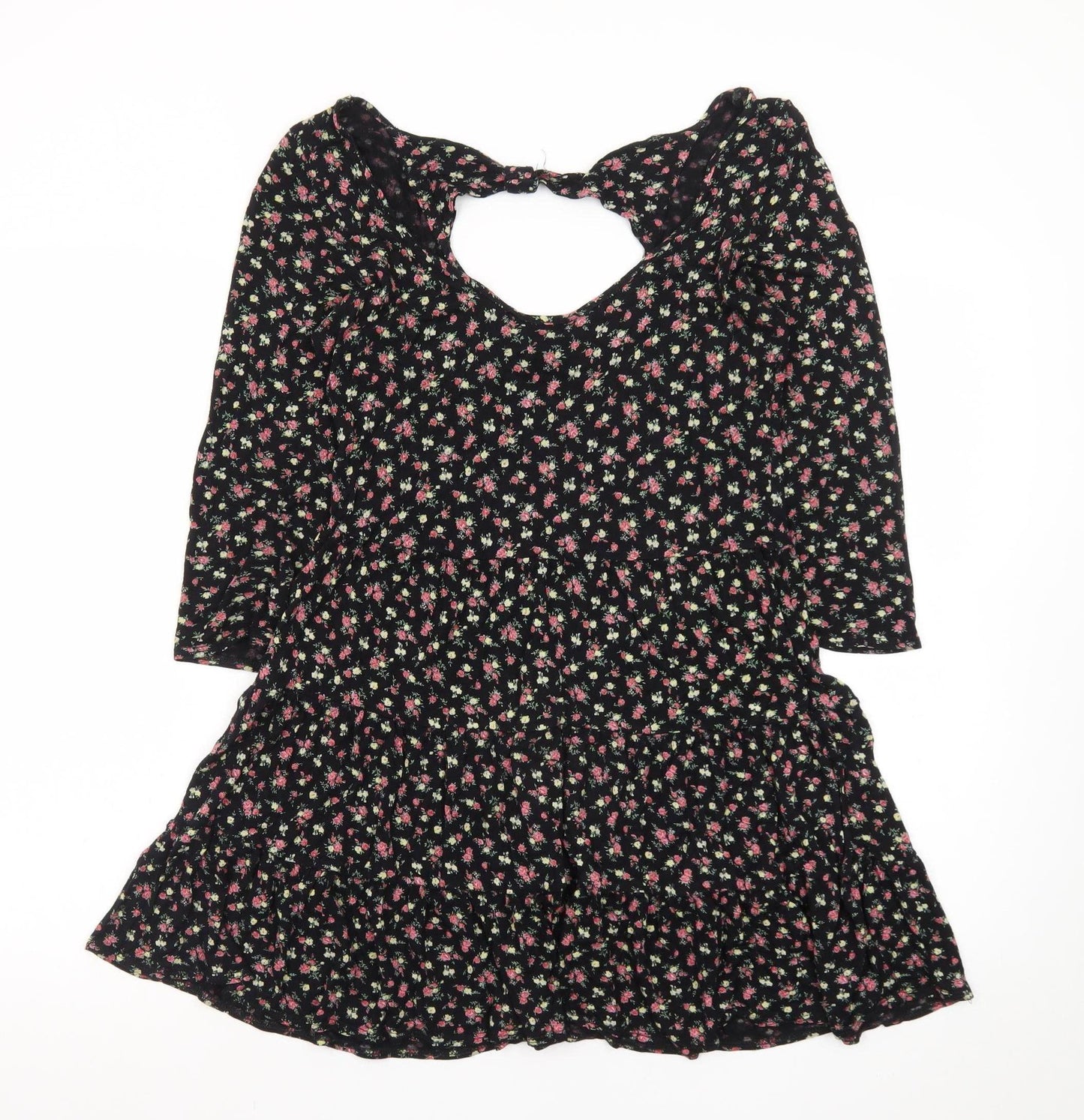 Dorothy Perkins Women's Black Floral Skater Dress Size 14