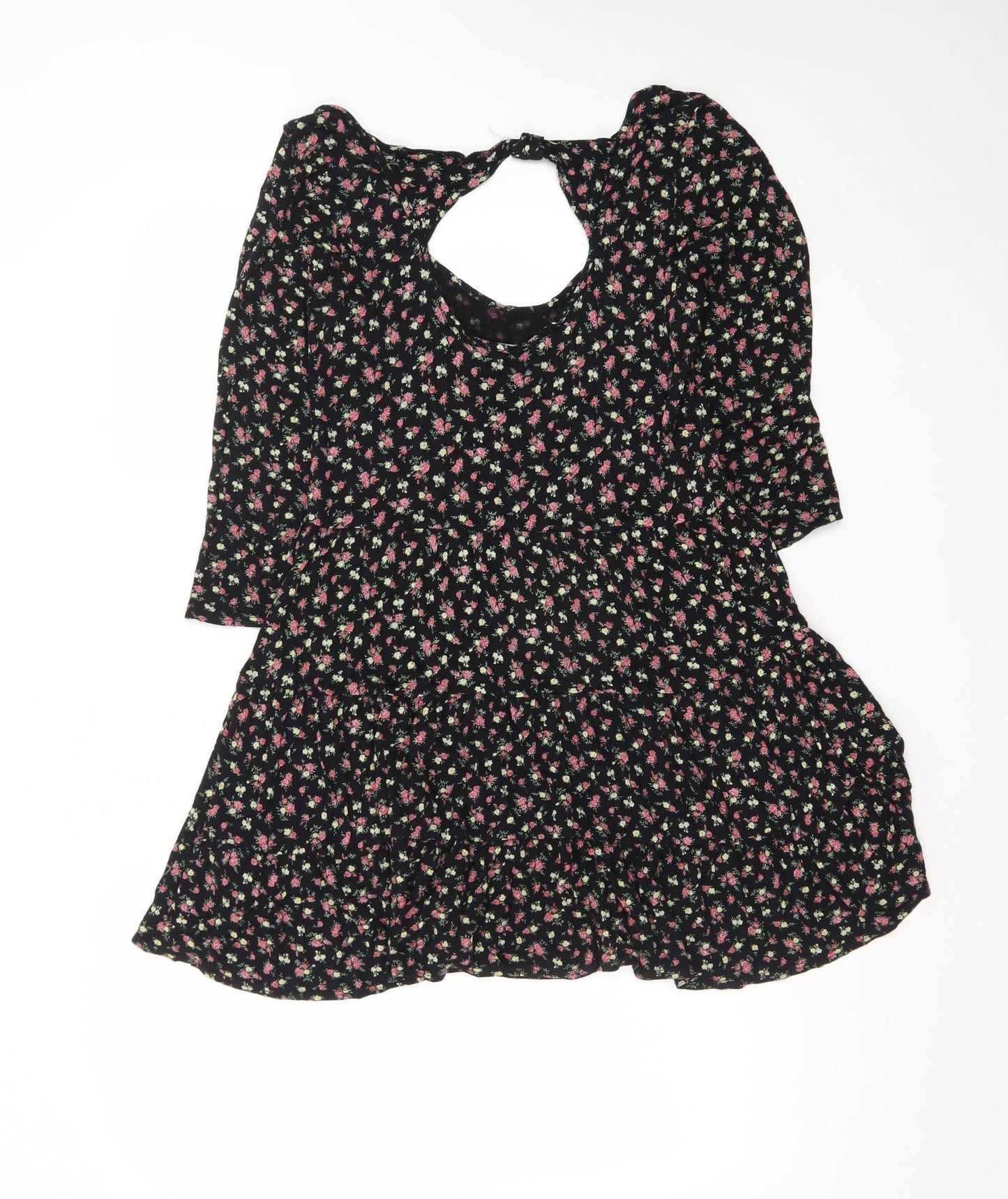 Dorothy Perkins Women's Black Floral Skater Dress Size 14