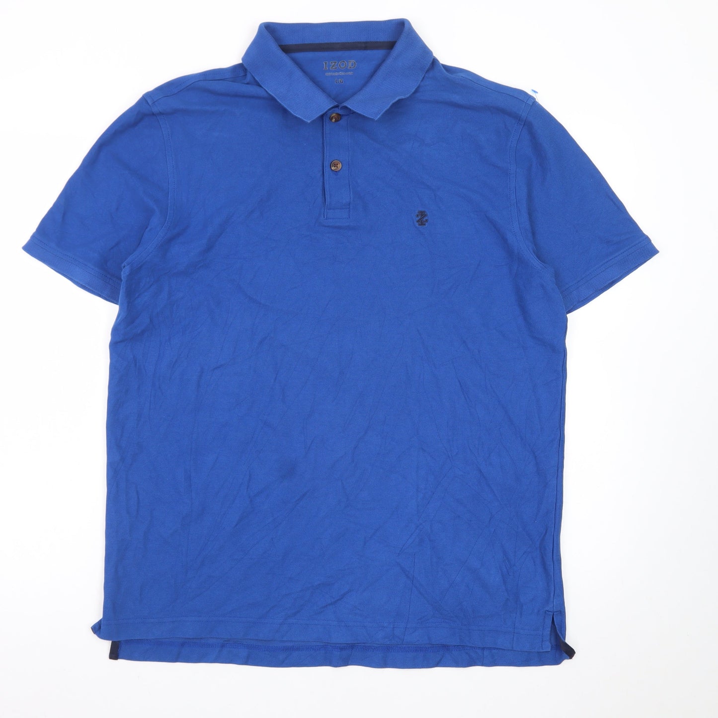 IZOD Men's Blue Cotton Short Sleeve Polo Shirt Size L