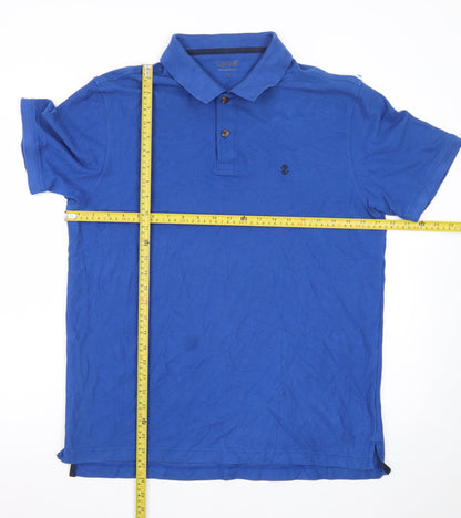 IZOD Men's Blue Cotton Short Sleeve Polo Shirt Size L
