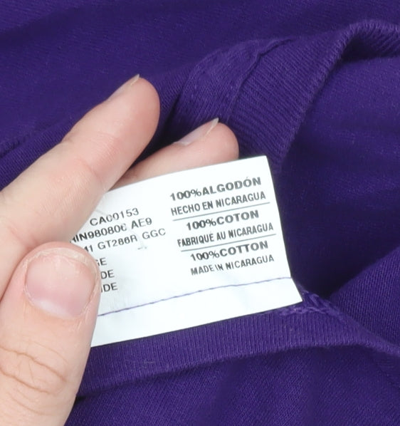 Russell Men Purple Paladins Long Sleeve Crew Neck Graphic T-Shirt Size L