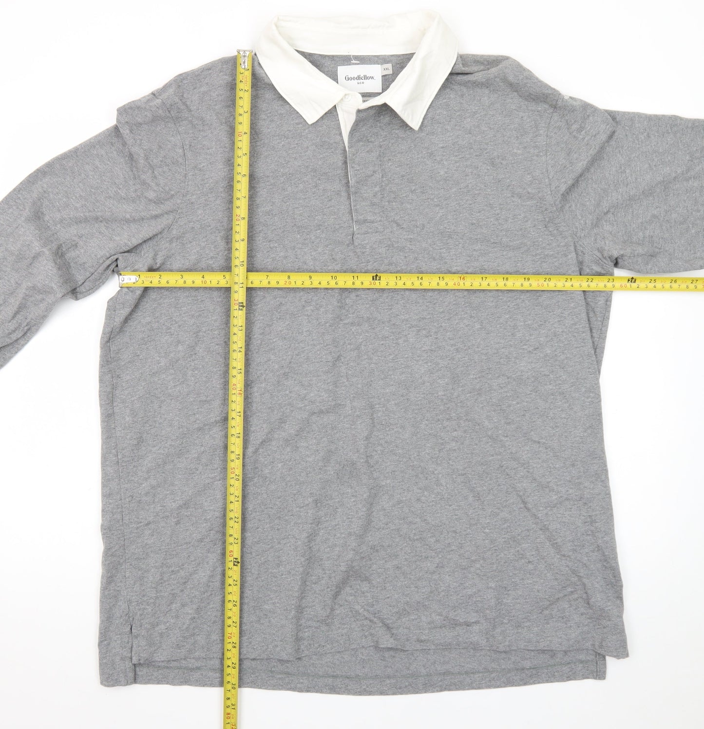 Goodfellow & Co Men's Grey Long Sleeve Polo Shirt XXL