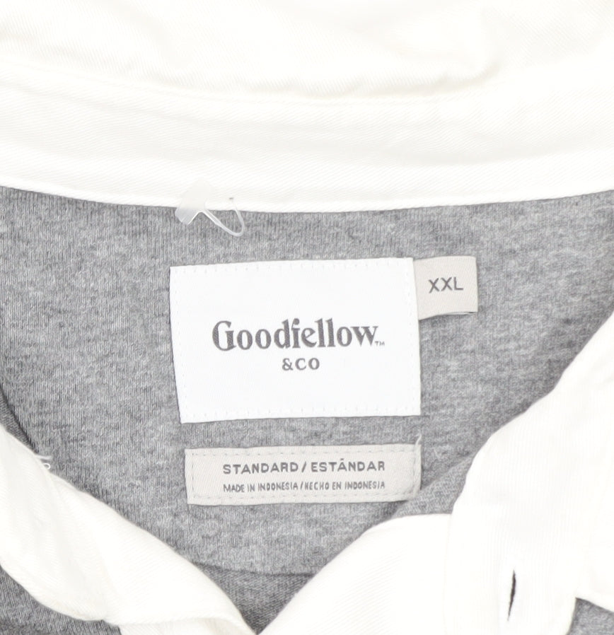 Goodfellow & Co Men's Grey Long Sleeve Polo Shirt XXL