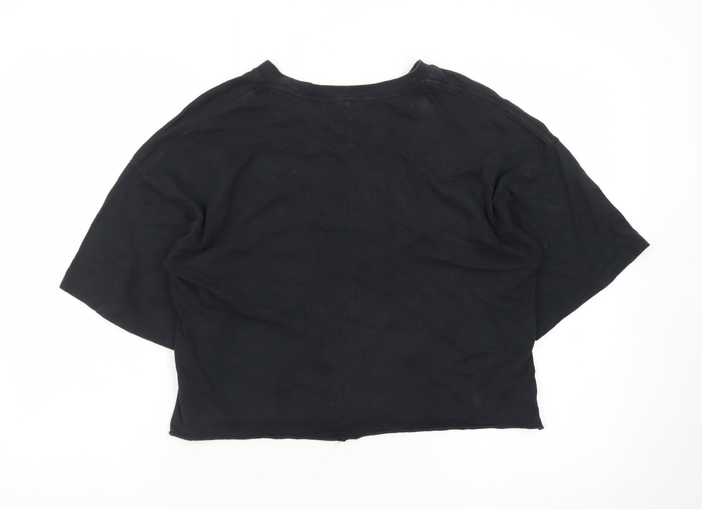 Grayson Threads Women's Black Cropped Cotton Graphic T-Shirt Size S