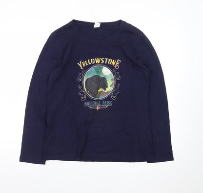 Vagary & Easy Men’s Blue Yellowstone Graphic Long Sleeve T-Shirt L