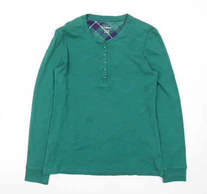 L.L.Bean Men's Green Long Sleeve Henley Cotton T-Shirt Size S