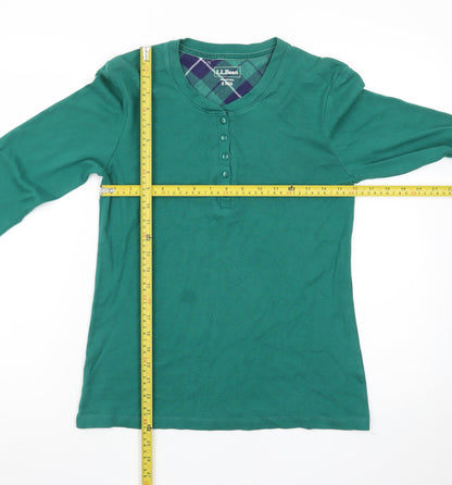 L.L.Bean Men's Green Long Sleeve Henley Cotton T-Shirt Size S
