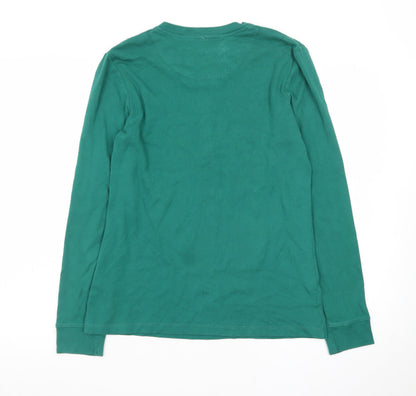 L.L.Bean Men's Green Long Sleeve Henley Cotton T-Shirt Size S