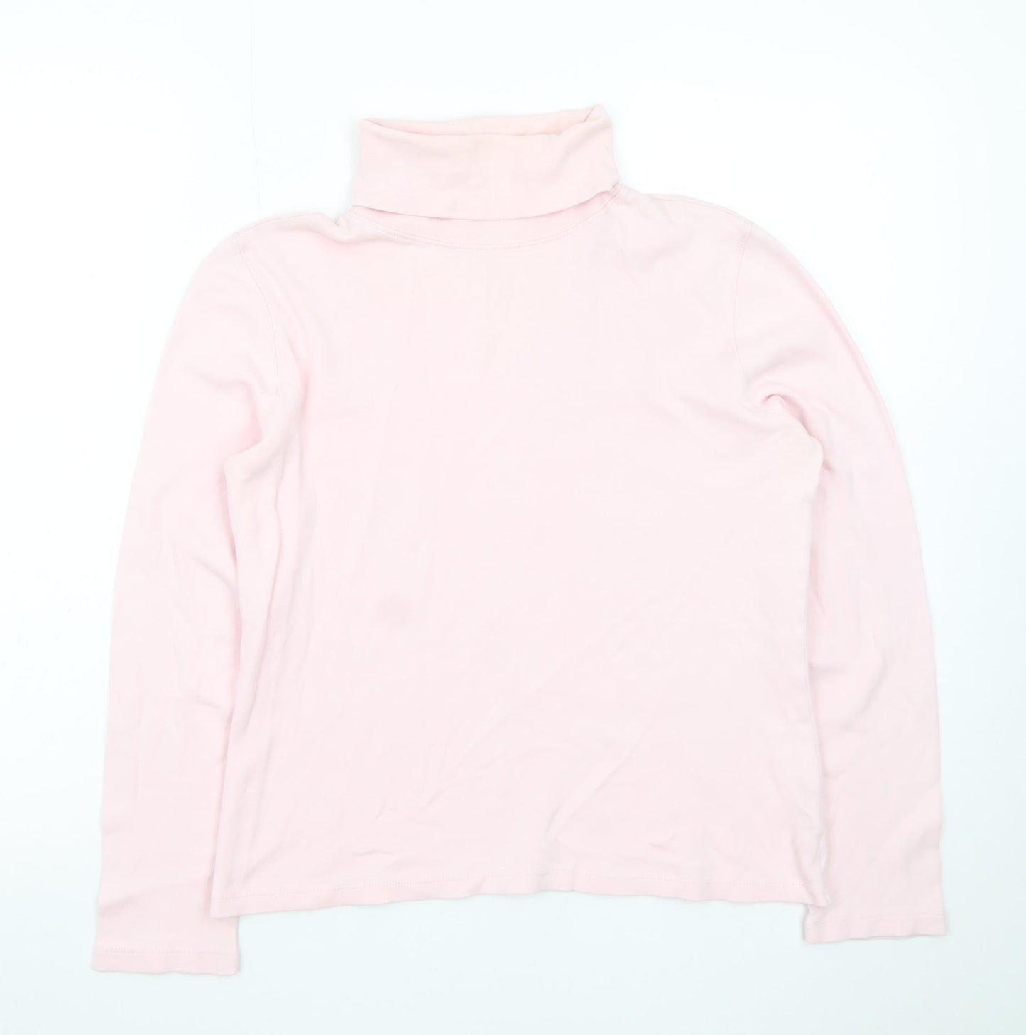 St. John's Bay Women's Pink Roll Neck Long Sleeve Cotton Top M