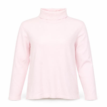 St. John's Bay Women's Pink Roll Neck Long Sleeve Cotton Top M