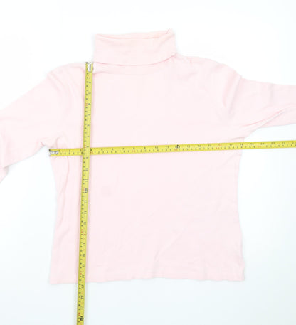 St. John's Bay Women's Pink Roll Neck Long Sleeve Cotton Top M