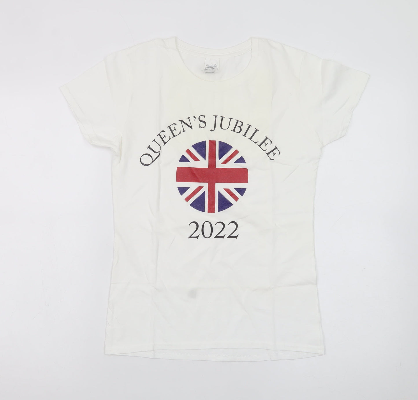 Gildan Women's White Queen's Jubilee 2022 Cotton T-Shirt Size S