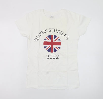 Gildan Women's White Queen's Jubilee 2022 Cotton T-Shirt Size S