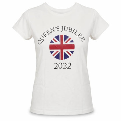 Gildan Women's White Queen's Jubilee 2022 Cotton T-Shirt Size S