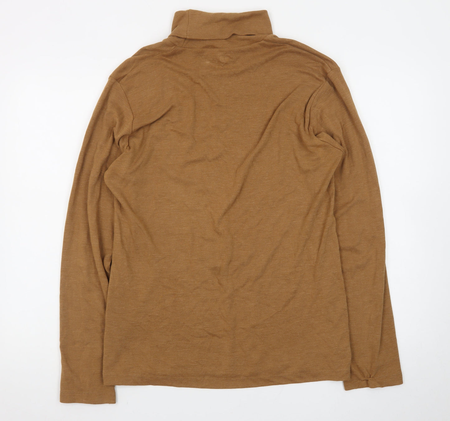 Uniqlo Men's Brown Roll Neck Long Sleeve Jersey T-Shirt Size M