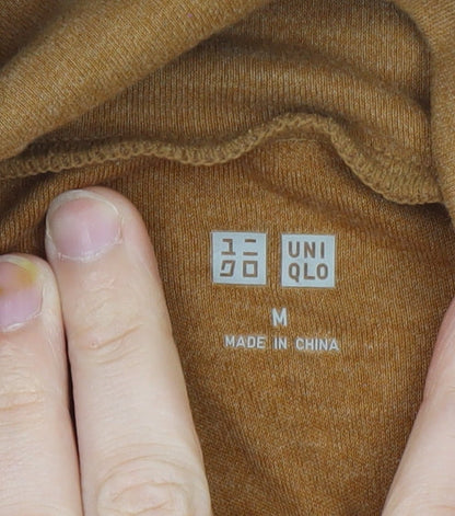 Uniqlo Men's Brown Roll Neck Long Sleeve Jersey T-Shirt Size M