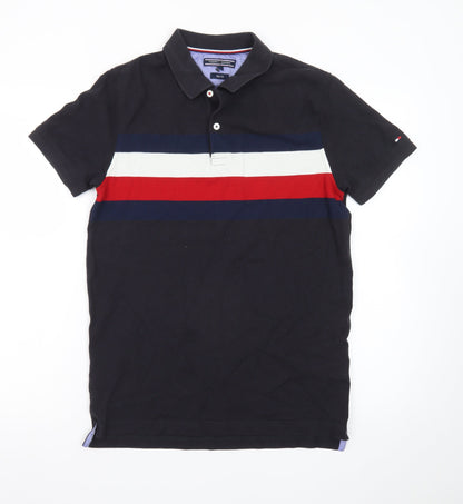 Tommy Hilfiger Men's Black Slim Fit Colourblock Polo Shirt M