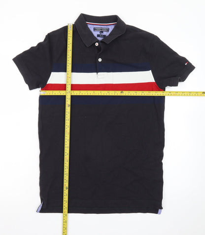 Tommy Hilfiger Men's Black Slim Fit Colourblock Polo Shirt M