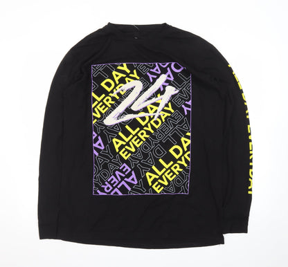 Launder Men's Black Long Sleeve Graphic T-Shirt Size L