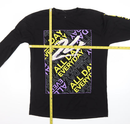 Launder Men's Black Long Sleeve Graphic T-Shirt Size L