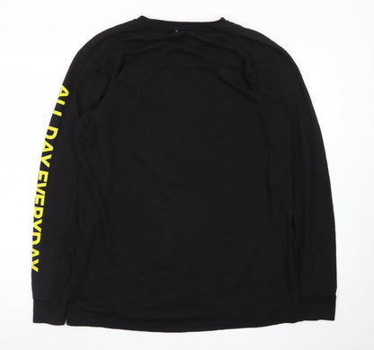 Launder Men's Black Long Sleeve Graphic T-Shirt Size L