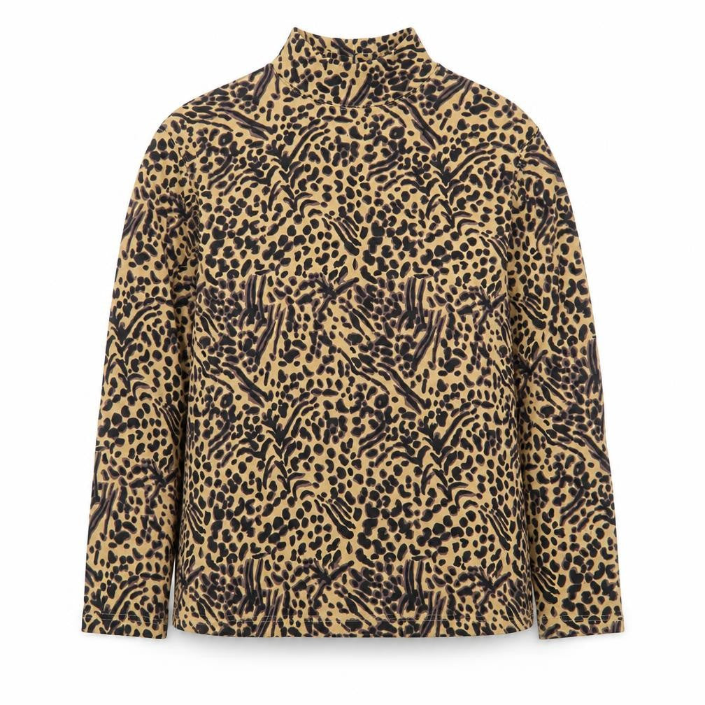 Studio Works Women Beige Animal Print Cotton Pullover Sweatshirt M