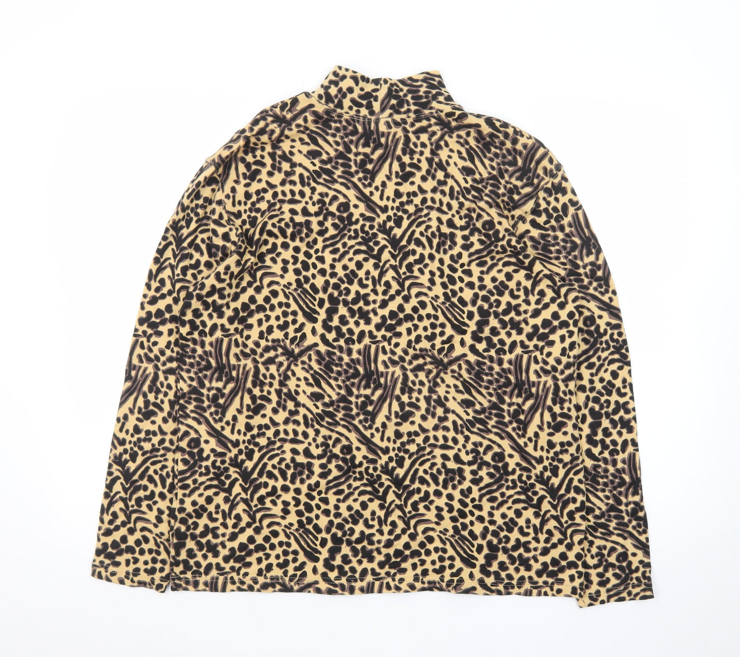 Studio Works Women Beige Animal Print Cotton Pullover Sweatshirt M