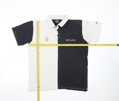 Guinness Men's Black Beige England Colourblock Polo Shirt M